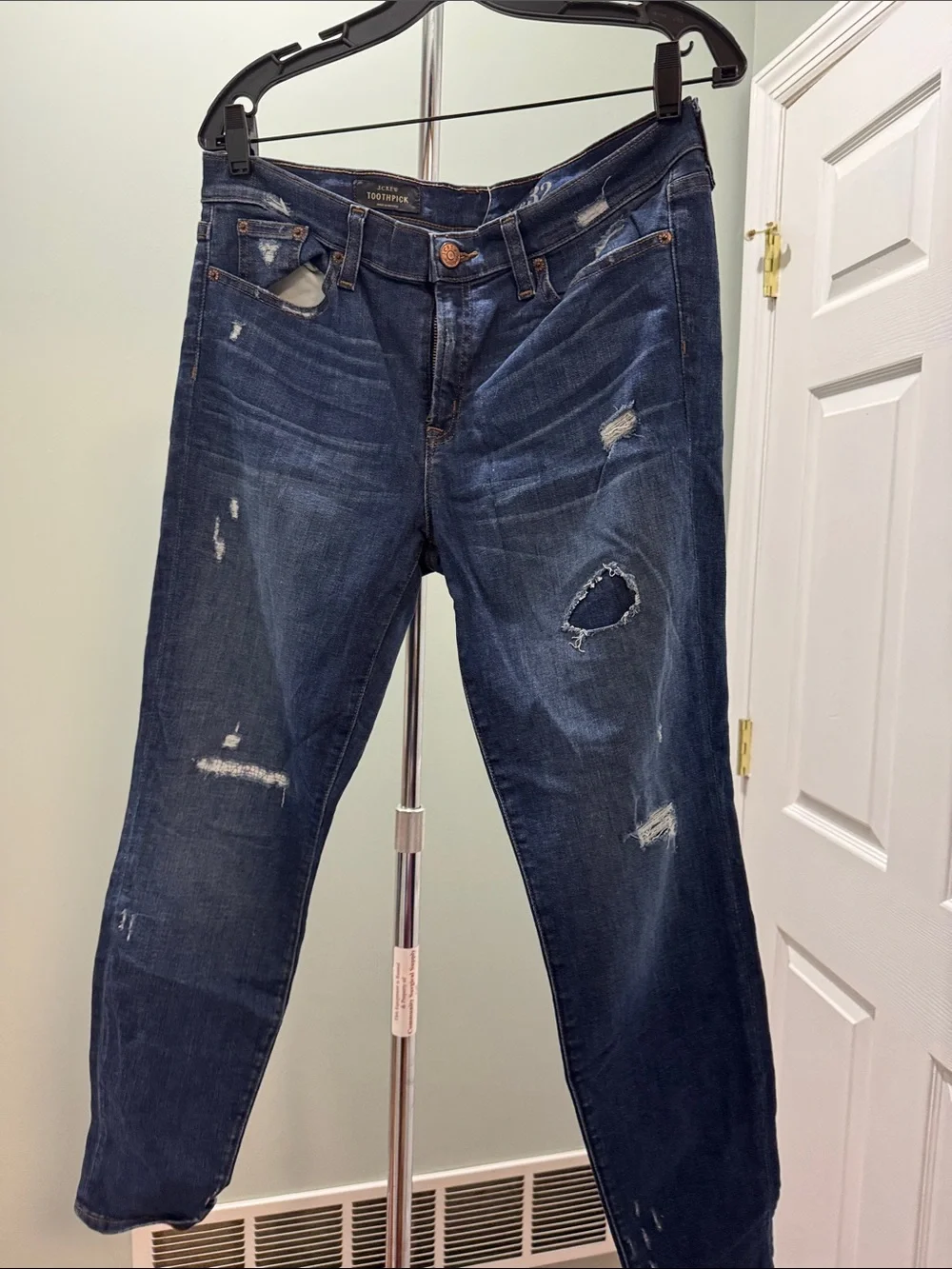J. Crew Distressed Dark Blue Boyfriend Jeans